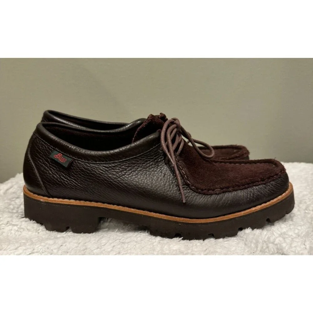 G.H. Bass Mens Wallace Brown Leather + Suede Two Eyed Moc Size 11 BAZ2M467